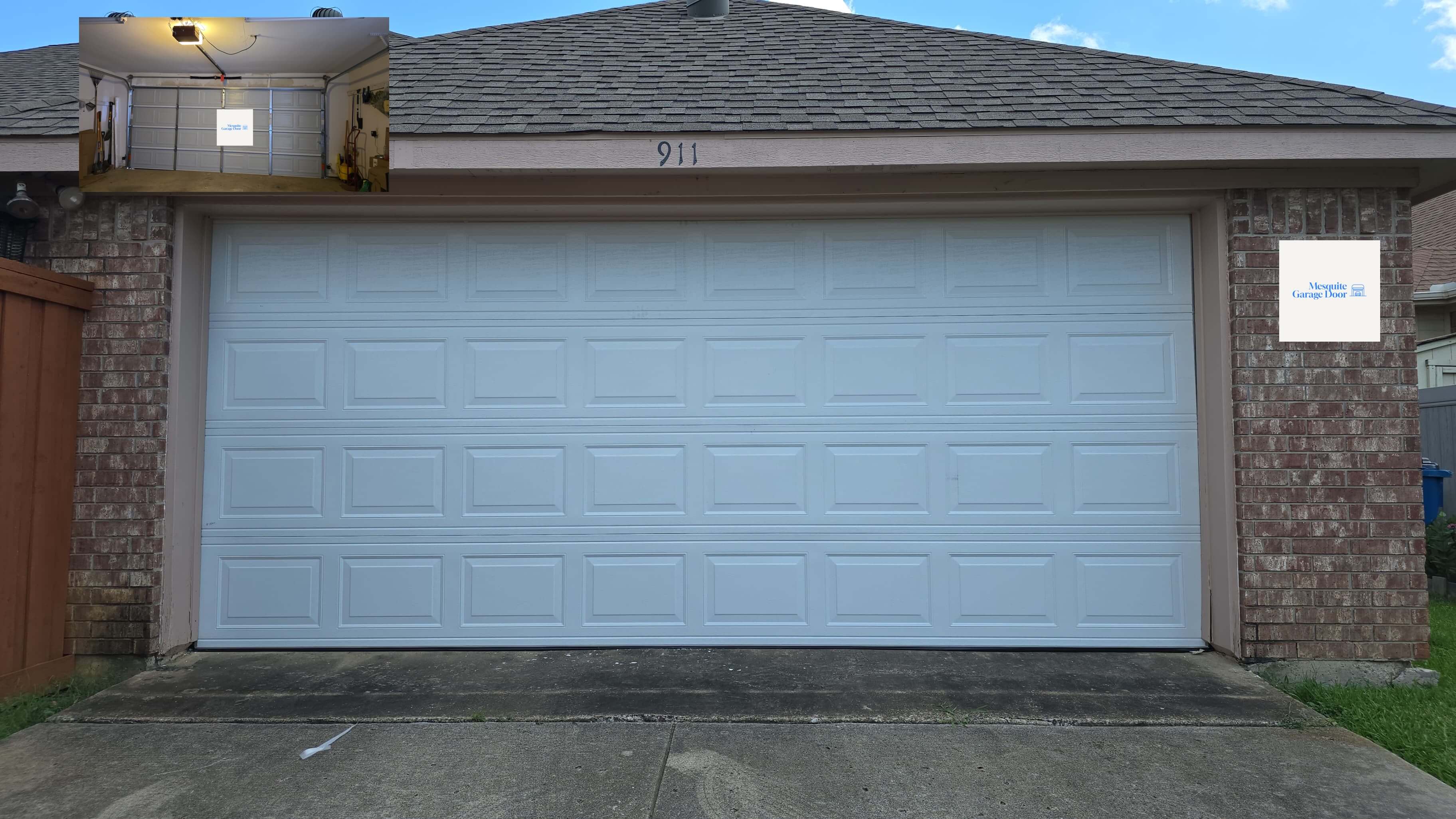 new short panel white 2 car garage door install